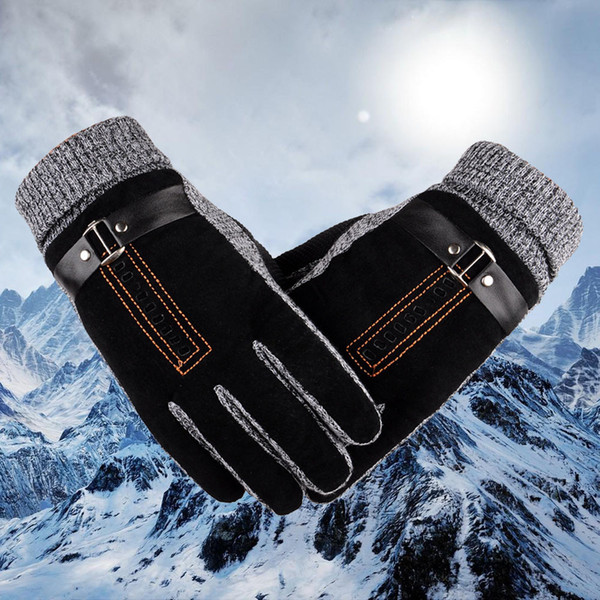 Men winter Mittens Gloves Fashion Anti Slip Warm Motorcycles Ski Snow Snowboard Knitting Patchwork Gloves Mittens Cashmere Glove Accessories