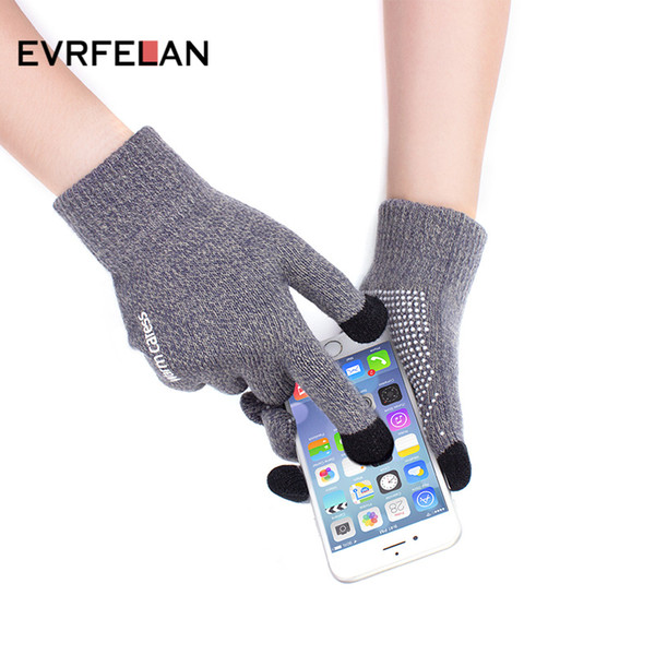 Evrfelan New Winter Women Men Warm Gloves Touch Screen Mittens Wrist Full Fingers Driving Gloves Mittens Winter Autumn