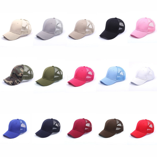 plain solid Ponytail Baseball Cap Messy Buns hat Trucker Pony caps unisex Visor Cap Dad Hat mesh summer outdoor Snapbacks