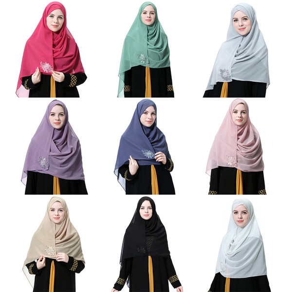 Women Black Brown Red Solid Color Chiffon Scarf Hijab Wrap Summer Flowers Shawls Headband Muslim Hijabs Scarves Scarf