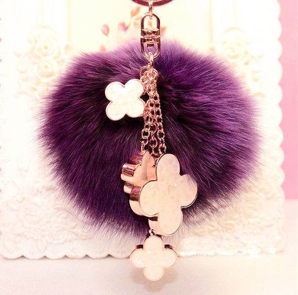 Hight Quality Luxury 10cm Fluffy Pom Pom Real Fox Fur Pompom Keychain Fur Ball Key Chain For Women Bag Charm Accessories Pendant
