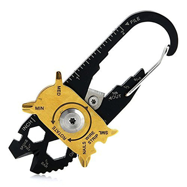 FIXR 20 in 1 Outdoor Portable Multifunctional EDC Tool Camping Screwdriver Wrench Compact Keychain Blade File Wire Stripper Ruler c726