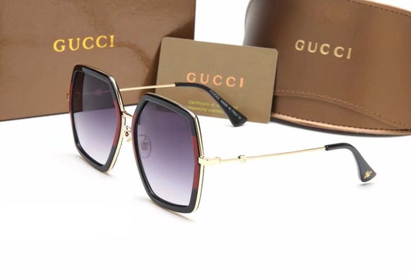 2019 High quality 0106 bee logo sunglasses women brand oversized frame polygon fashion show style eyewear lady awesome sun glasses