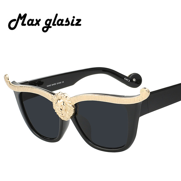 New 2018 Metal Super Cute Cateye 3D Lion Women Sunglasses Designer High Quality Vintage Retro Glasses Fashion Girls Gafas De Sol
