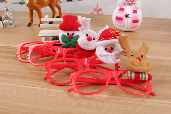 DHL Christmas decoration kids glasses with LED light cute antlers santa elk shape plastic sunglasses for party Christmas children's gift