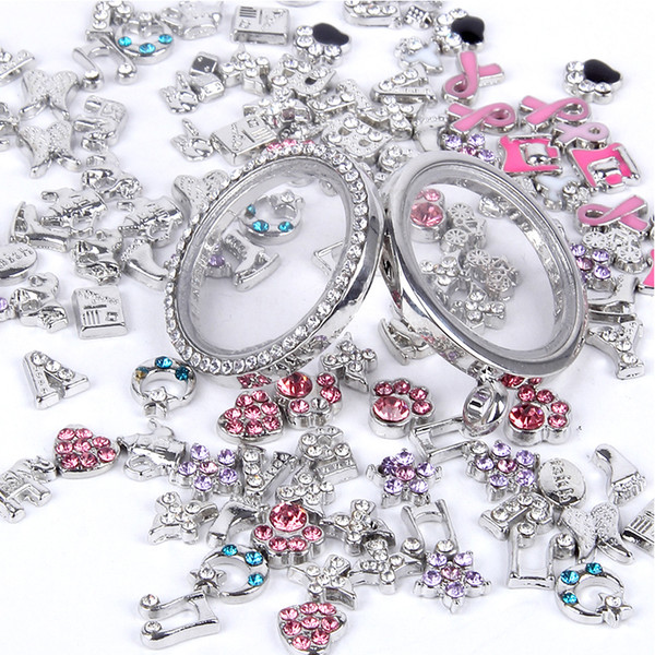 KUNIU 10/20/50/100PCS Random Pattern Floating Charm for Glass Living Memory Locket DIY