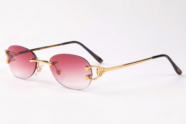 brand oval rimless glasses men women gold silver metal frame designer buffalo horn glasses clear lenses with boxes lunettes de soleil