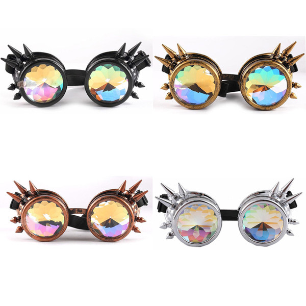 kaleidoscope Sunglasses Steampunk Gothic Goggles Vintage Retro Spiked Sun Glasses Decorative Celebrity Gift Punk Hiphop TY0007