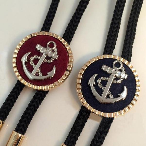 Mens fashion ship's anchor Navy style bolo tie Personality cowboy casual necklace Business Shirt Accessories Gift for friend