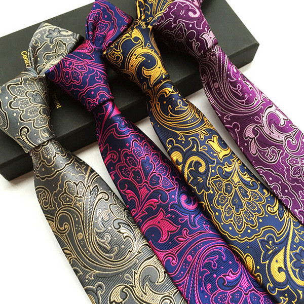 High Quality Paisley Silk Mens Tie Casual Suit Silk Ties Floral Gravata for Mens Vestidos Business & Bridegroom Neck Ties For Men