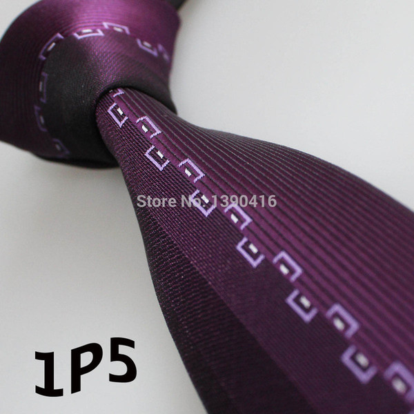 2018 Latest Style Men's Tie Dark Purple/Black/White Geometric Contrast Striped Design Neckties Men&Ties Wedding&Corbatas Hombre