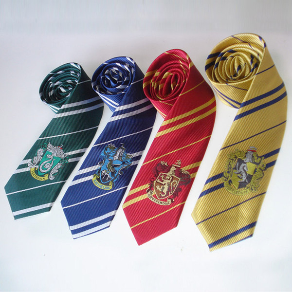 New Harry Potter Neck Ties Gryffindor Slytherin Ravenclaw Hufflepuff Badge stripe Ties Harry Potter Badge Adult Tie Free Shipping WX-T01