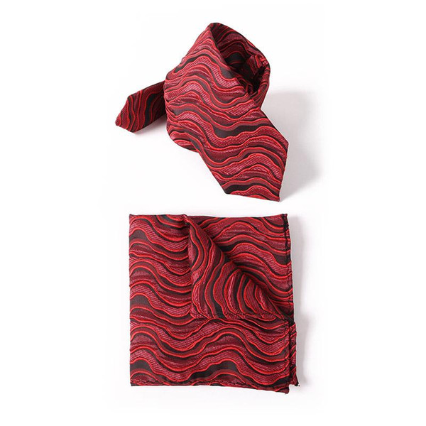 Free Shipping TIESET Unique Wrinkle Process Of Necktie & Hanky Set Refined Personality Ripple Pattern Necktie For Party Dinner And Festival