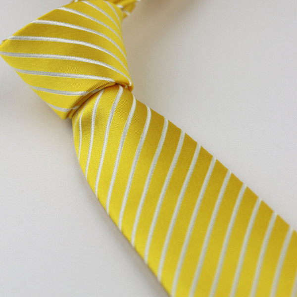 Men's Suit ties New Design Yellow With White Diagonal Striped NeckTie Skinny Tie 7cm dress shirts Wedding Cravat Gravatas