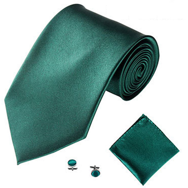 NEW Necktie Hanky Cufflinks Sets Pocket Fashion Metal Ties for Men Men Wedding Party Tie Gravata Slim Black Tie Cravat QLYD0351
