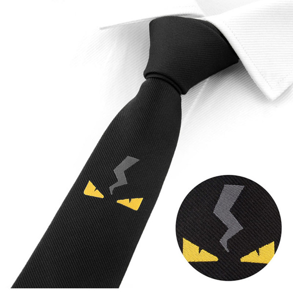 Fashion Mens Boys Casual Cartoon Embroidery Little monster Deer bee skinny Polyester neck ties Free shipping