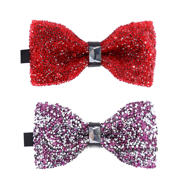 Fashion Shining Crystal Bling Rhinestone Starry Bow Ties For Men Butterfly Knot Bridegroom Wedding Ties Party Nightclub Neckties