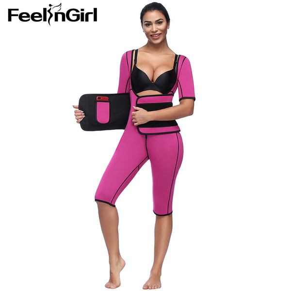 FeelinGirl Sauna Suit Neoprene Hot Body Shapers Bodysuit Slimming Weight Loss Waist Trainer Shapewear Full Shape Underwear-C5