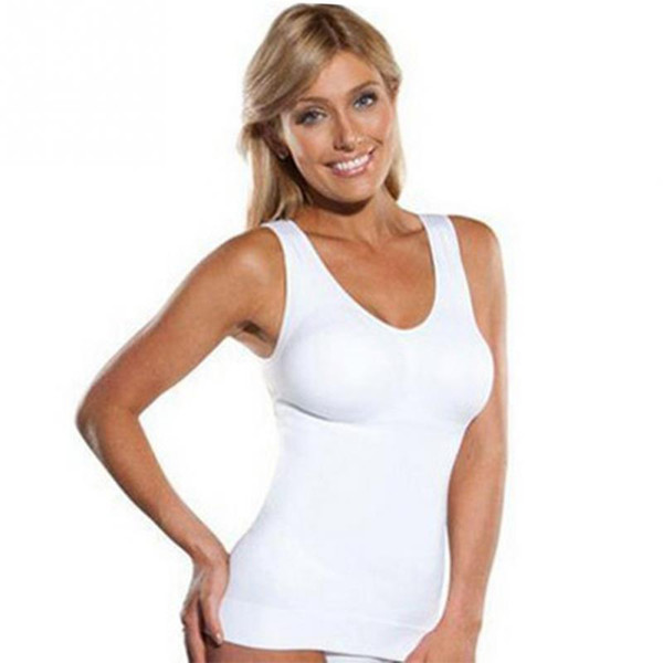 Wholesale- 2017 Plus Size Bra Cami Tank Top Women Body Shaper Removable Shaper Underwear Slimming Vest Corset Shapewear