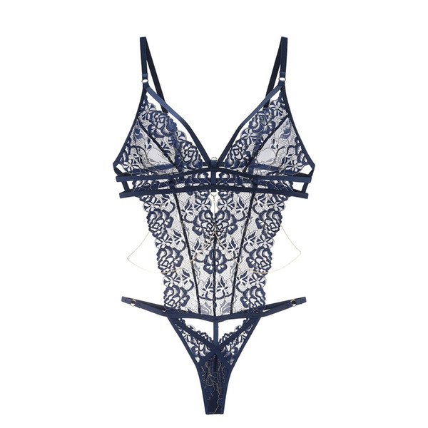 Full lace sexy jumpsuits hollow out lingerie with T-back women nightclothes Sex Wear Badydolls Sleepwear Female Bodysuits