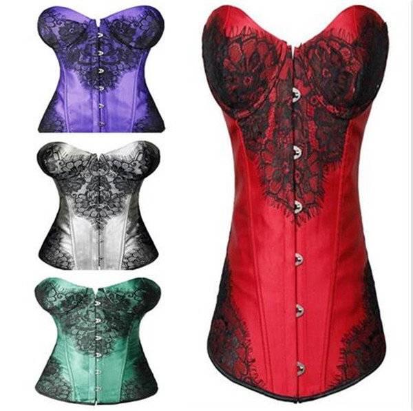 100pcs Women Sexy Embroidery Corsets Strapless Boned Overbust Bustiers Lace Intimates shapers 2 PCS 5 Size M115