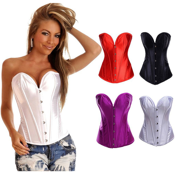 4 Colors Available Black Purple Red White Metal Boned Corset Women Sexy Bustiers & Corsets