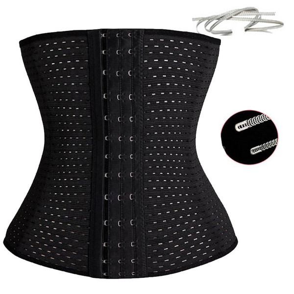 3Rows hooks women slimming Cheap body shaper Bustier belt fashion 4 steel boned waist trainer corsets black Plus size Shapewear