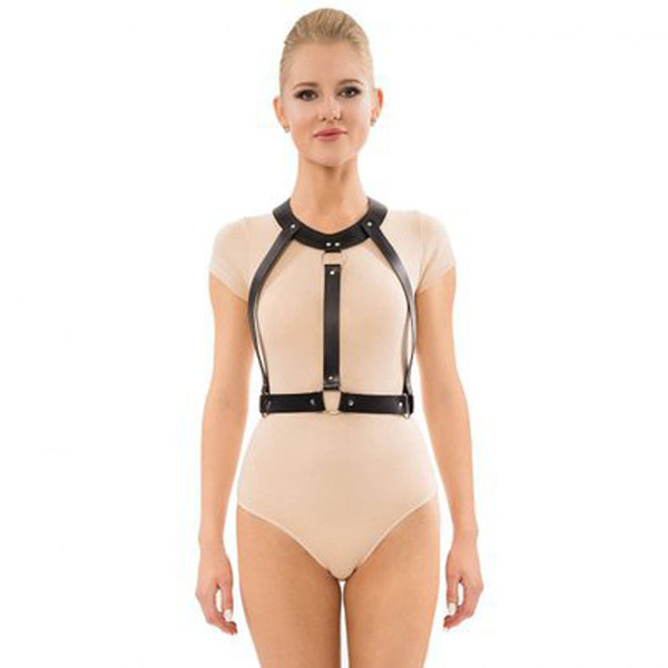 Fetish SM Leather Suit Shoulder Strap Leather Sling Woman Belt Chest Strap Sling Upper Body Leather Sling Sexy Waist Belt