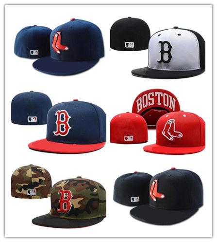 Good Sale New Boston Red Sox In Full Black Color Fitted Flat Hats sox Embroidered Closed Caps Chapeu Hip Hop Design Bones One Piece