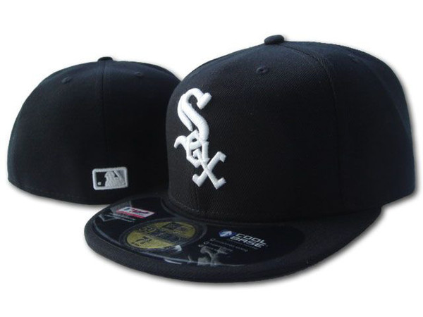 Hot Selling Men's On Field White Sox fitted hat Top Quality flat Brim embroiered Letter SOX Team logo fans baseball Hats full closed Chapeu