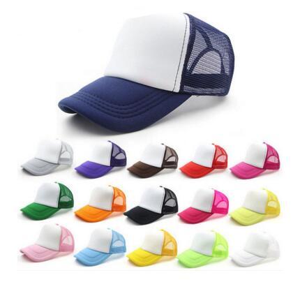 14 colors Kids Trucker Cap Adult Mesh Caps Blank Trucker Hats Snapback Hats Acept Custom Made Logo free shipping