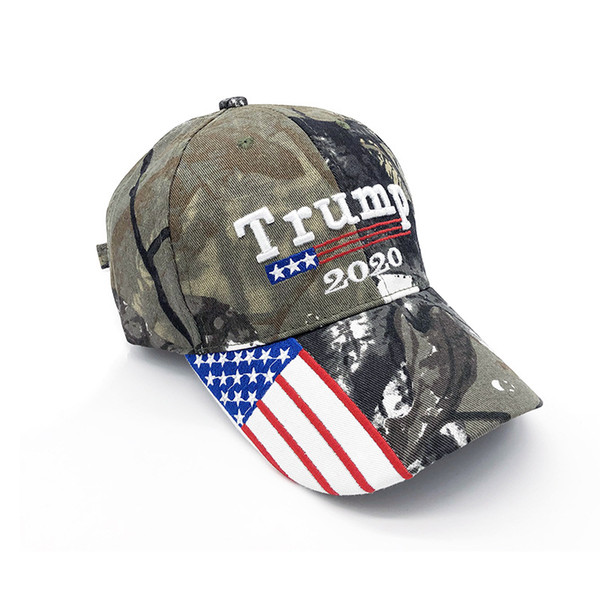 Camouflage Donald Trump hat USA Flag baseball cap Keep America Great 2020 Hat 3D Embroidery Star Letter Camo adjustable Snapback FFA1850