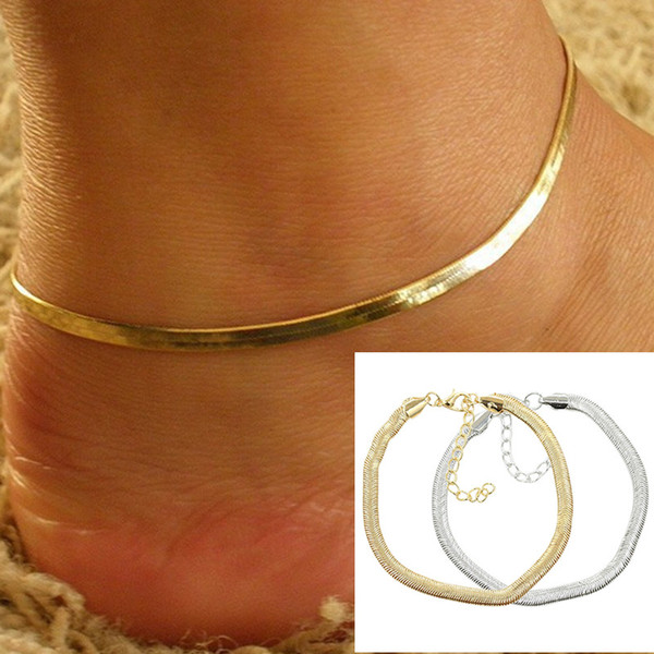 New Women Ankle Bracelet Foot Jewelry Simple Gold Silver Chain Charm Beach Bohemia Anklet Gifts