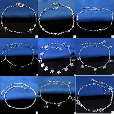 Hot Selling Stamped 925 Sterling Silver Anklets For Womens Simple Beads Silver Chain Anklet Ankle Foot Jewelry