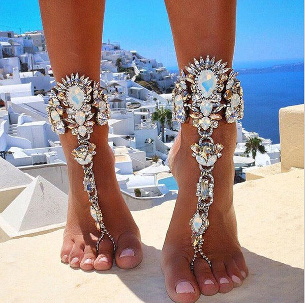 Fashion 2017 Ankle Bracelet Wedding Barefoot Sandals Beach Foot Jewelry Sexy Pie Leg Chain Female Boho Crystal Anklet 1pcs