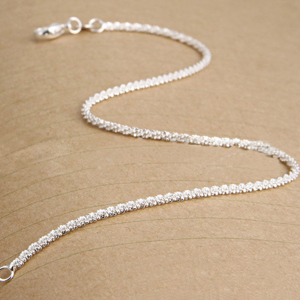 New Women Girls 925 Sterling Silver Plated Shining Chain Anklets Bracelet for Women Foot Jewelry Gifts