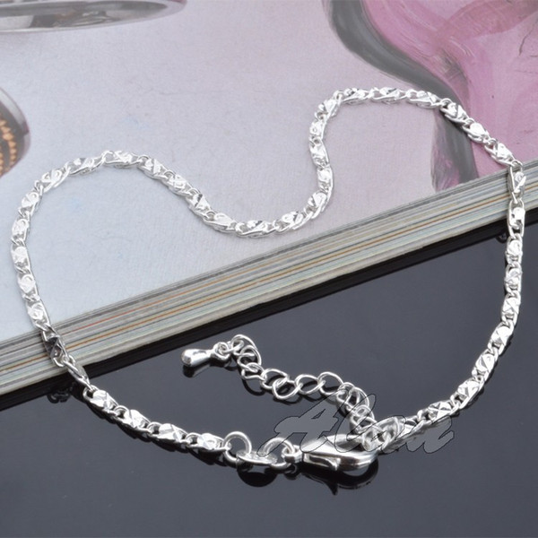 Hot Sale High Quality Plated Silver Anklets Fashion Jewelry Simple Figaro Chain Anklet Bracelet Factory Price Trendy Jewelry MDA008