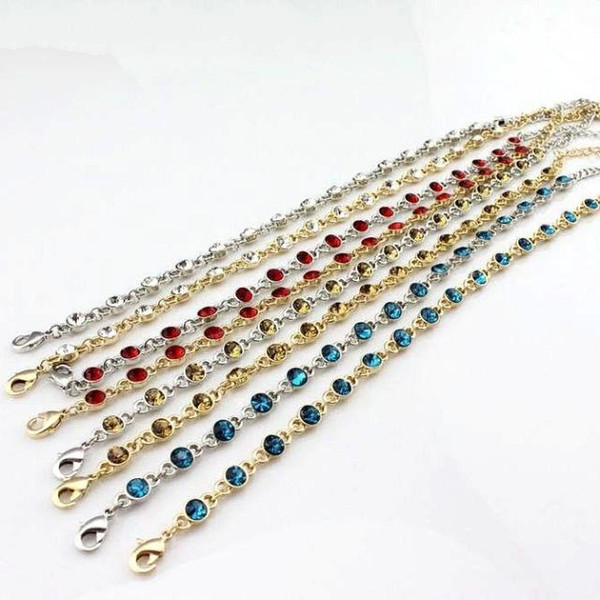 New style candy color anklet fashion trend bracelet flashing gem anklet 7 color mixed wholesale free shipping