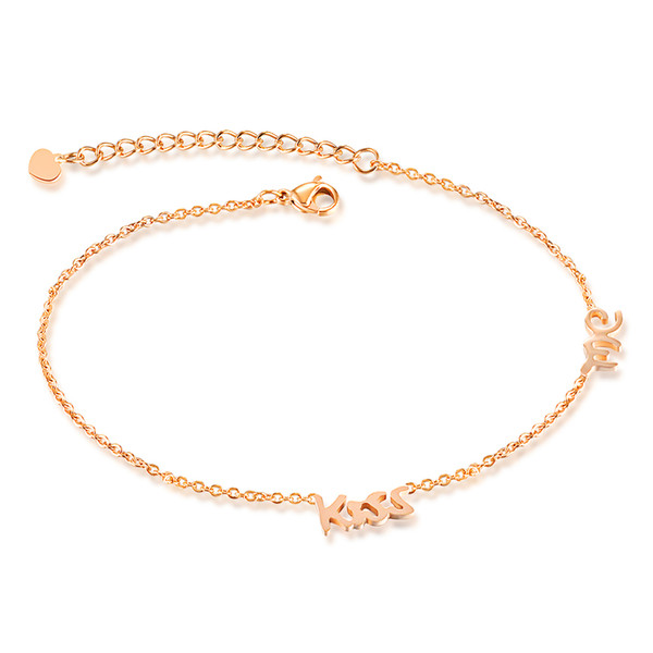 Women Stainless Steel Ankle Anklet Infinity Love Zircon Chain Foot Bracelet Rose Gold Butterfly Barefoot Sandal Anklets Fashion Jewelry