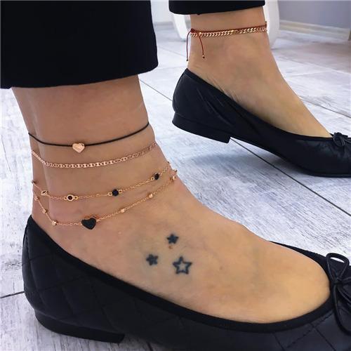 Trendy Gold Color Anklets For Women Fashion Bohemian Heart Link Chain Anklet Female Foot Jewelry Gift ALXY E0038