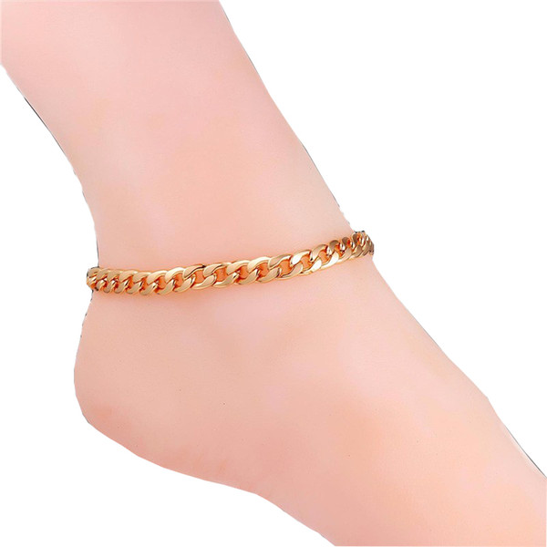 Anklet Summer Jewelry Foot Bracelet On The Leg Gold Color Bracelet Ankle Link Chain Anklet Bracelets For Women