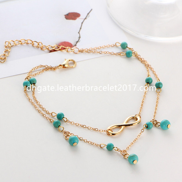 Double Layer Pendant Anklet For Woman 2018 New Geometric Bracelet Charm Bohemian Anklets Jewelry Summer Party Gift