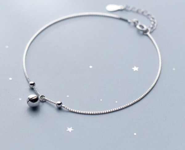 Thin &Slim Authentic REAL. 925 Sterling Silver Fine Jewelry Polished Lucky Ball & Jinjle Bell Anklet Bracelet for Child GTLS818