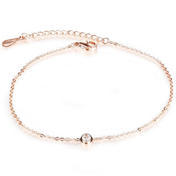 AAA Cubic Zirconia Woman Anklets Ankle Bracelet Casual Sporty Rose Gold Color Stainless Steel Women Ankle Bracelet Chains Jewelry