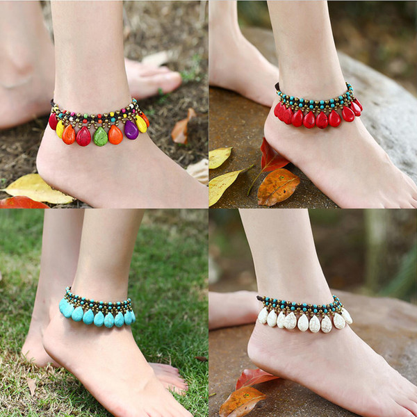 8 Colors Colorful Bohemia Style Beads Braided Anklet Fashion Women Barefoot Ankle Chain Jewelry For Beach Party