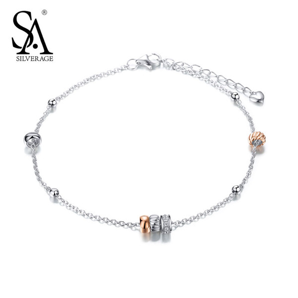 SA SILVERAGE 925 Sterling Silver Anklets For Women Sexy Chain Anklets Jewelry Genuine Silver 925 Jewelry Accessory Girl Gift