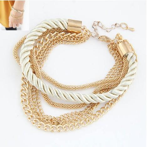 new 6 colors Korean Fashion Popular Low key Luxurious Metal Chain Braided rope Multilayer bracelet Anklets for women#2526