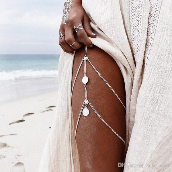 women Jewelry Anklets new summer Beach Multilayer Leg Chain Boho Ethnic Hippie Tassel Coin body foot Jewelry wholesale 2018 new Brand