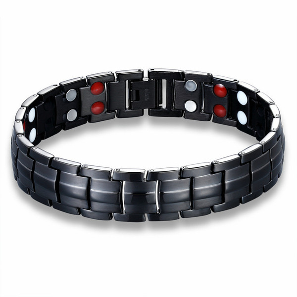 Fashion 316L stainless steel jewelry magnet stone health bracelet for men