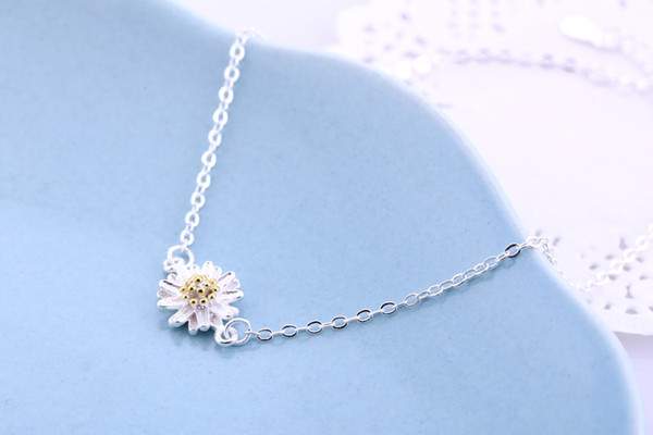 Fashion simple sterling silver small daisies hundred matching student anklet